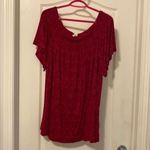 D/C Jeans short sleeve top with printed material & elastic around neck line